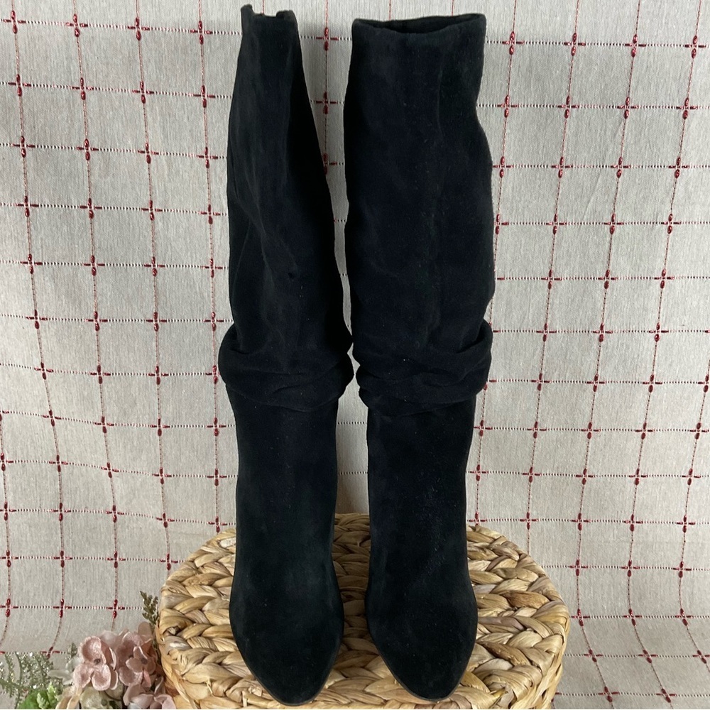 Splendid “Phyllis” Black Suede Slouchy Boots Mid Calf Slouch Heeled Boot Sz 6 - Picture 2 of 7